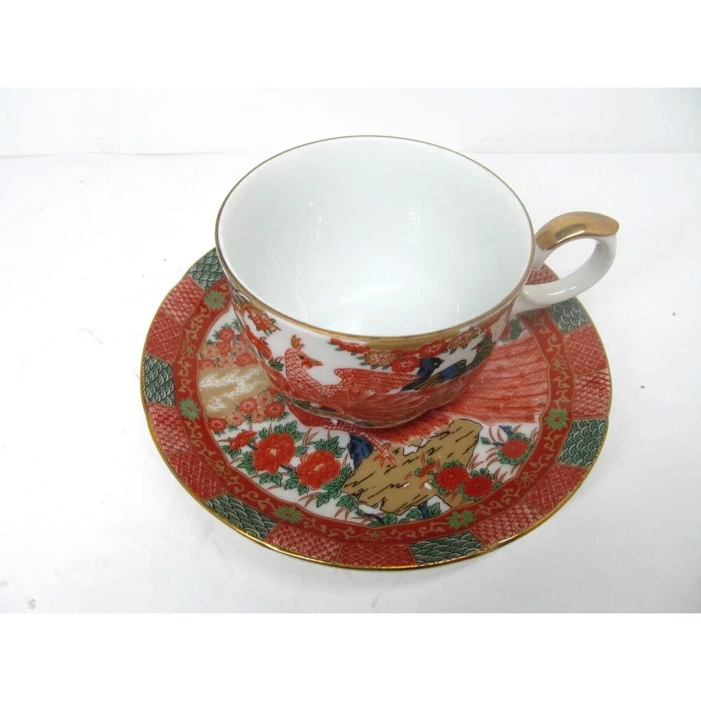 Arita Imari Peacock Cup And Saucer In Very Good Condition
